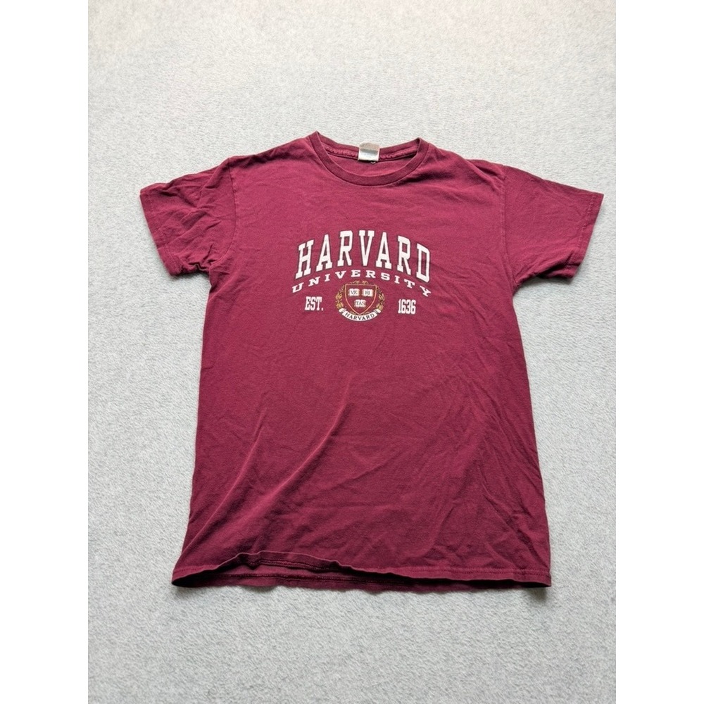 Harvard University T-Shirt Maroon Delta Pro Weight Graphic Tee Small i-6-5(3418)